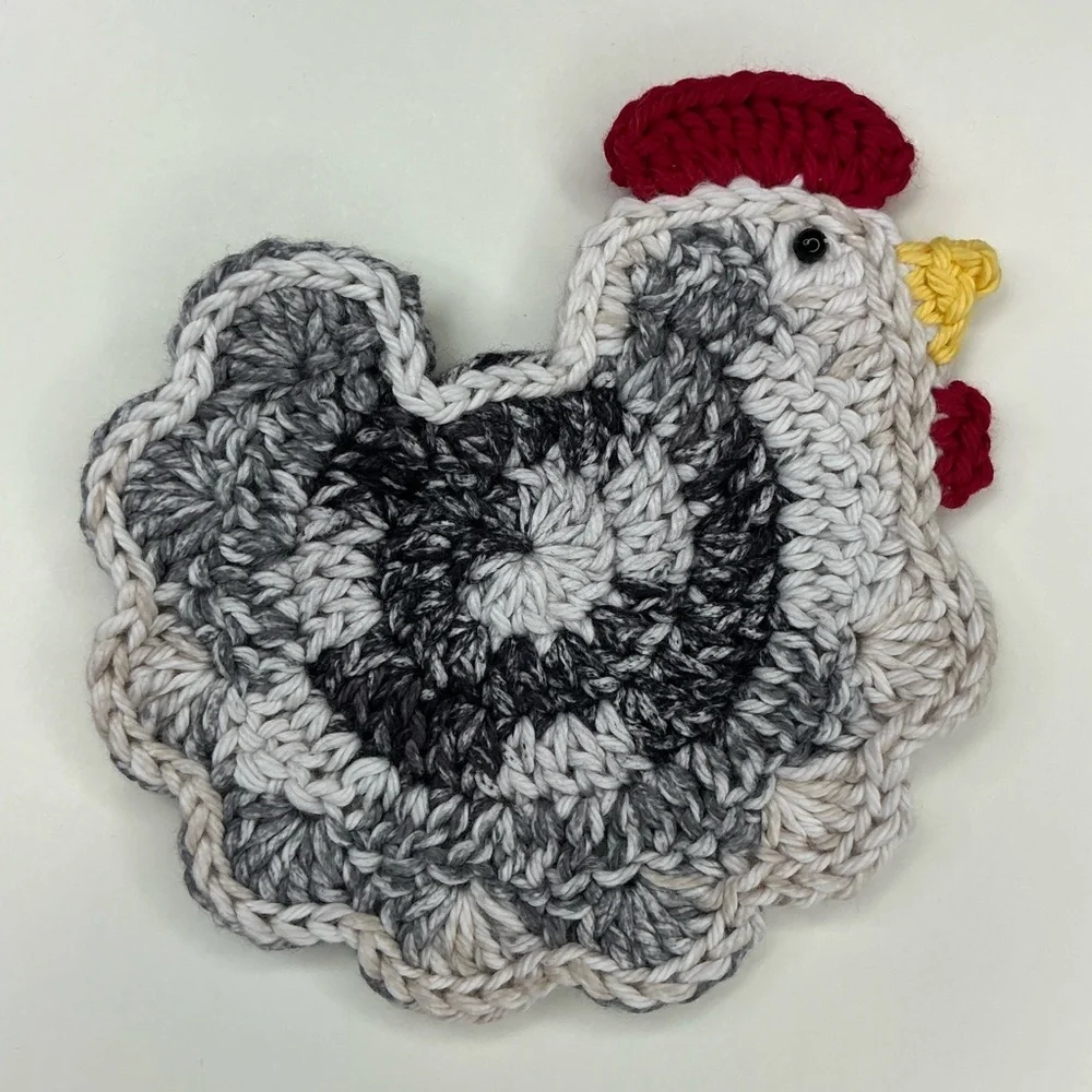 Chicken Cup Mug Coasters Set of‎ 4 Handcrafted Crochet by Seller Cotton